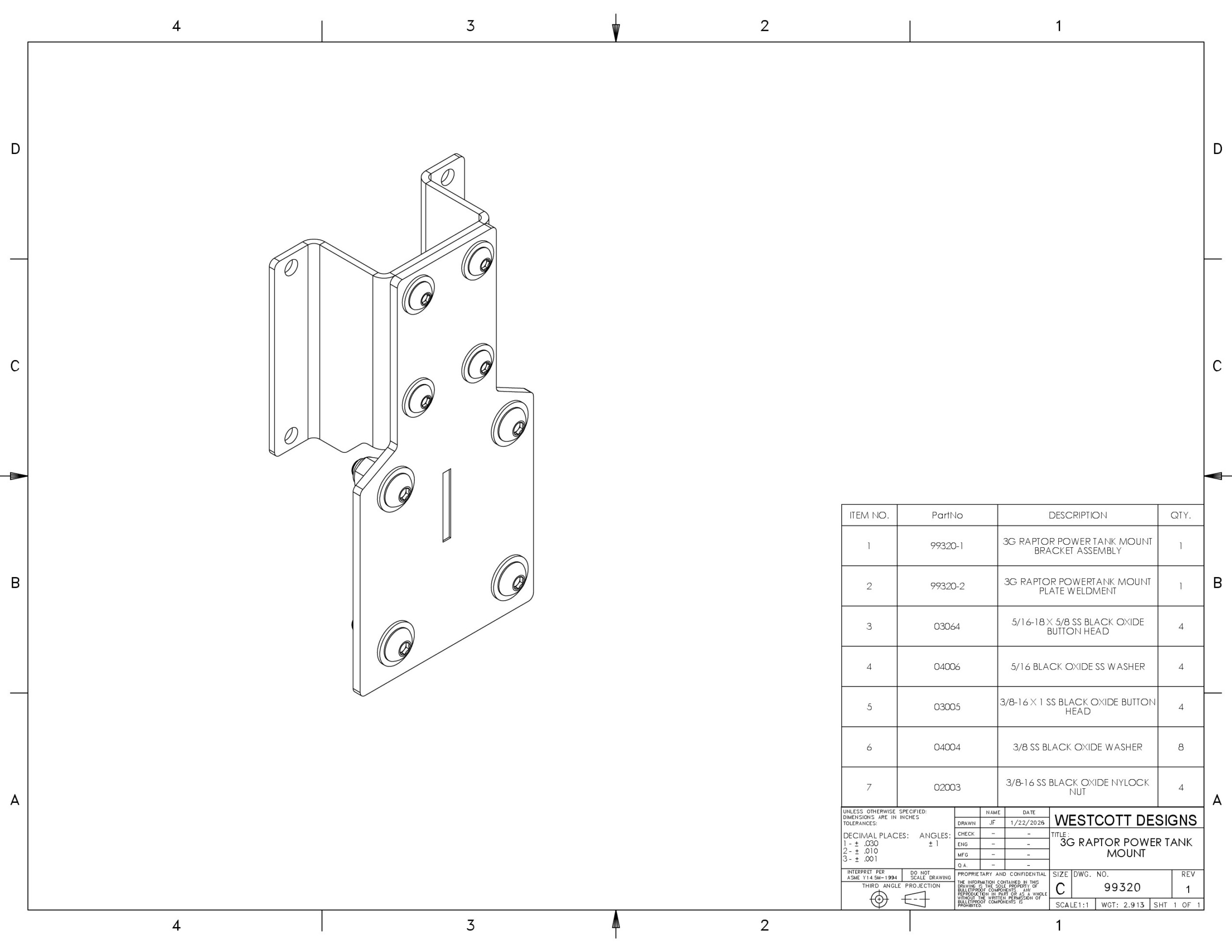 Power Tank Bed Mount Bracket for 2021-2026 Ford F-150 Raptor | Westcott Designs™
